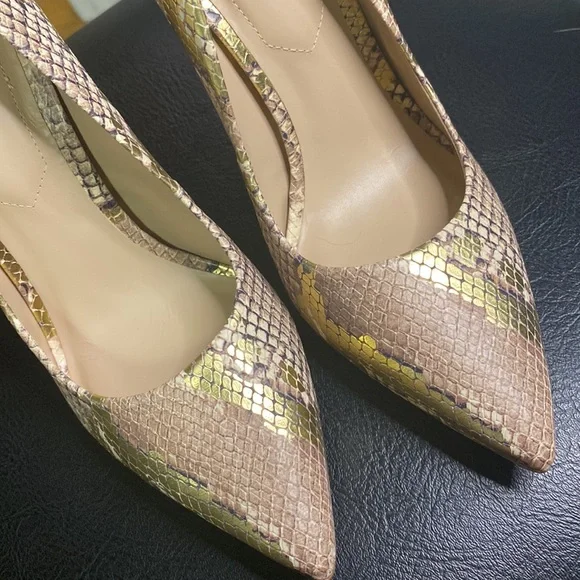 *ALDO* metallic stiletto snakeskin print heels ๐ NWOT - Picture 2 of 9